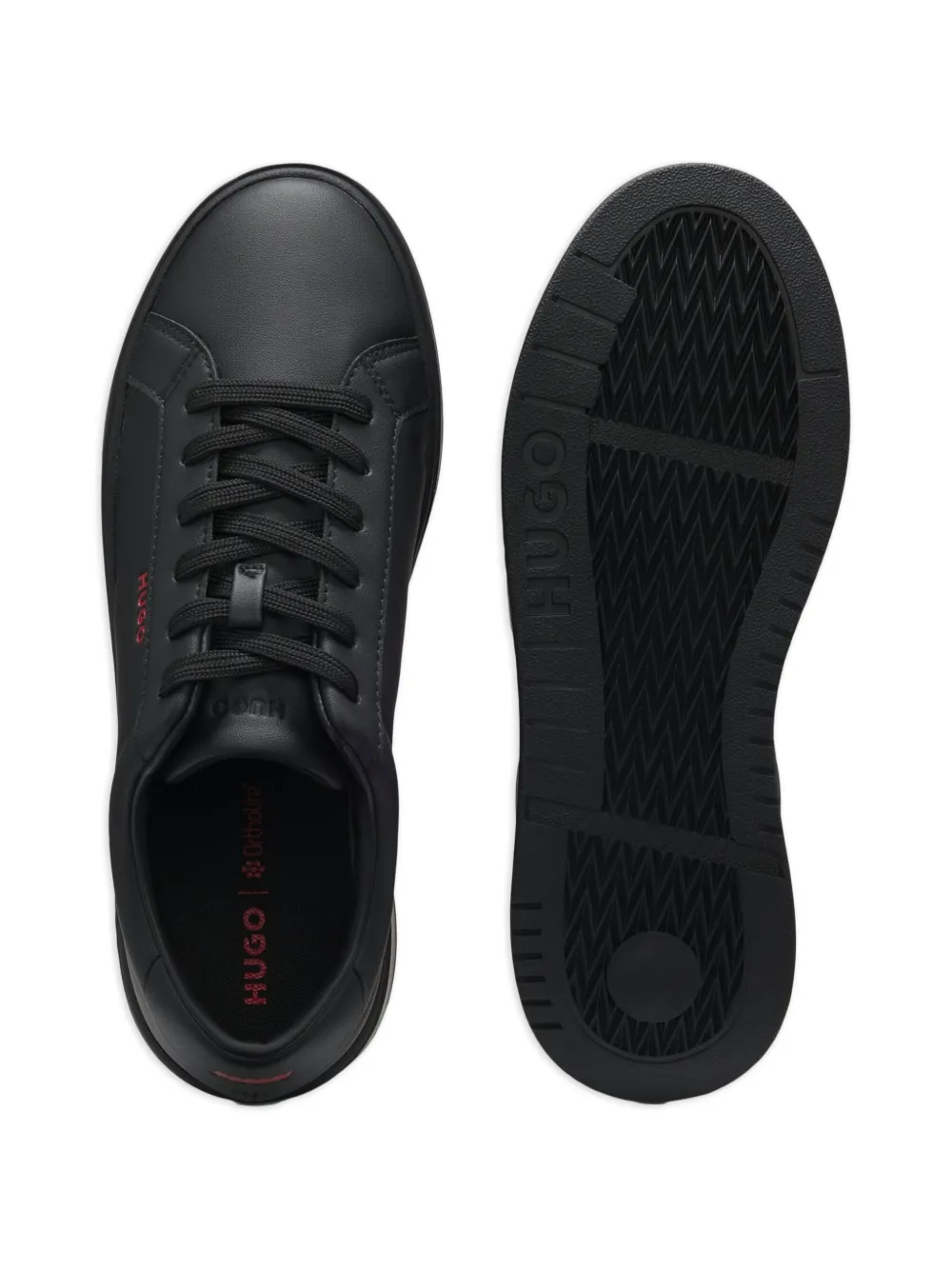 BOSS contrast-logo trainers in faux-leather Zwart