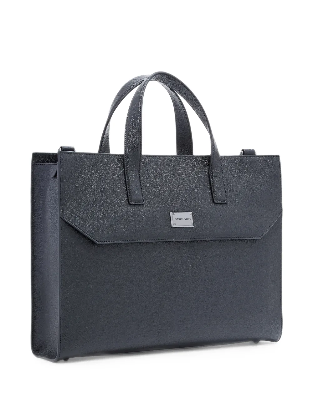 Emporio Armani Leren aktetas met logoplakkaat Zwart