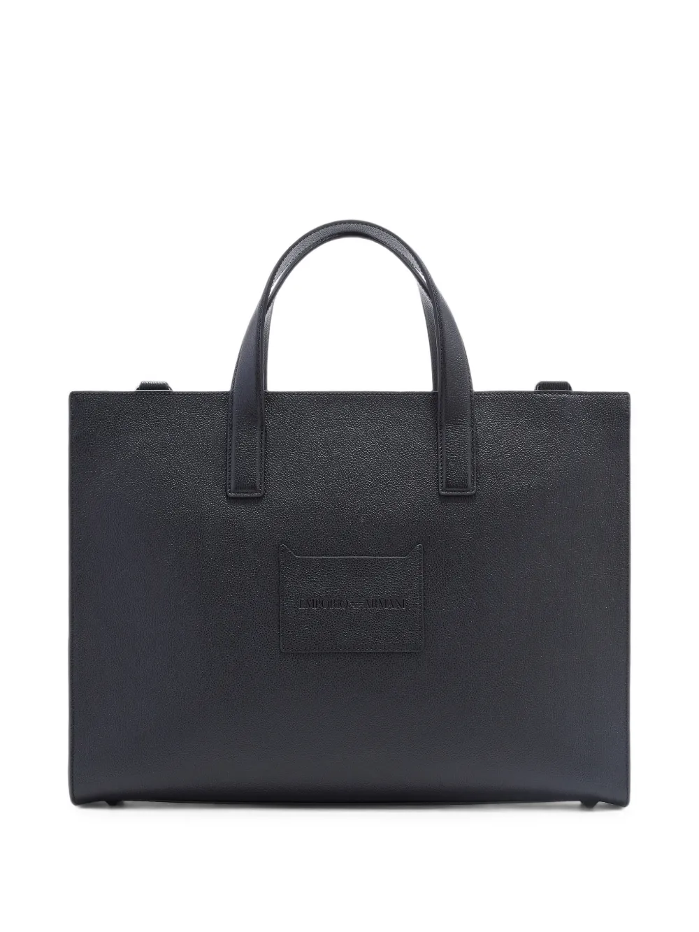 Emporio Armani Leren aktetas met logoplakkaat Zwart