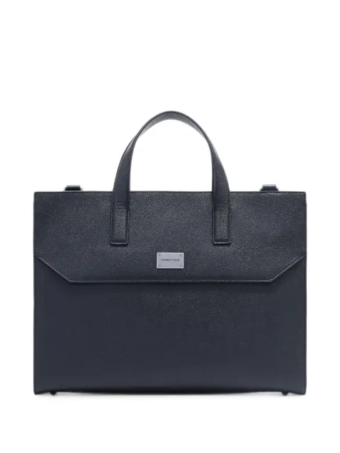 Emporio Armani logo-plaque leather briefcase bag