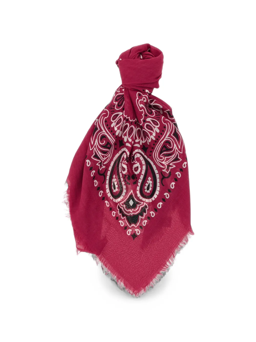 Beyou Paisley-print Frayed Scarf In Pink