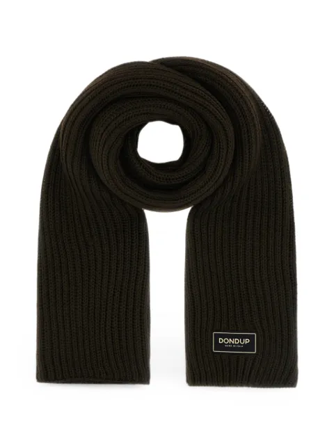 DONDUP ribbed logo-patch scarf