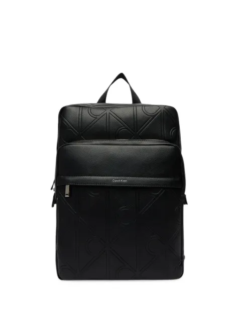 Calvin Klein monogram-embossed pebbled-leather backpack