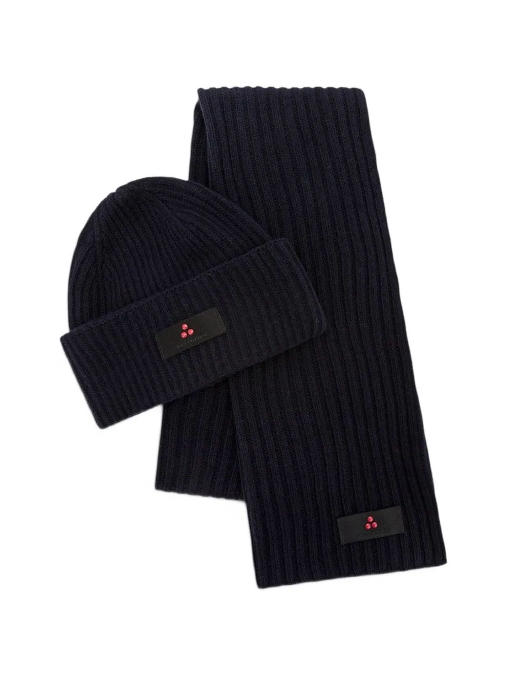 Peuterey Ribgebreide set met logo-patch Blauw