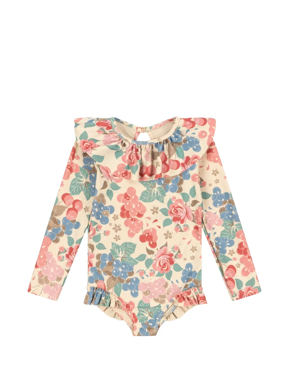 Konges Sløjd Gerüschter Badeanzug mit Blumenprint - Nude