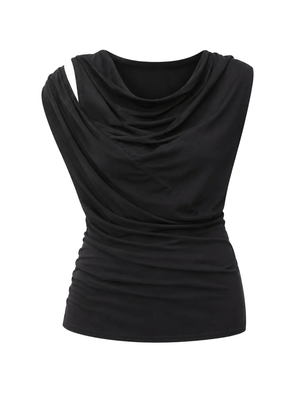 ALPHA STUDIO draped cut-out top - Nero