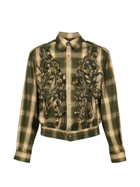 Taakk embroidered checked shirt