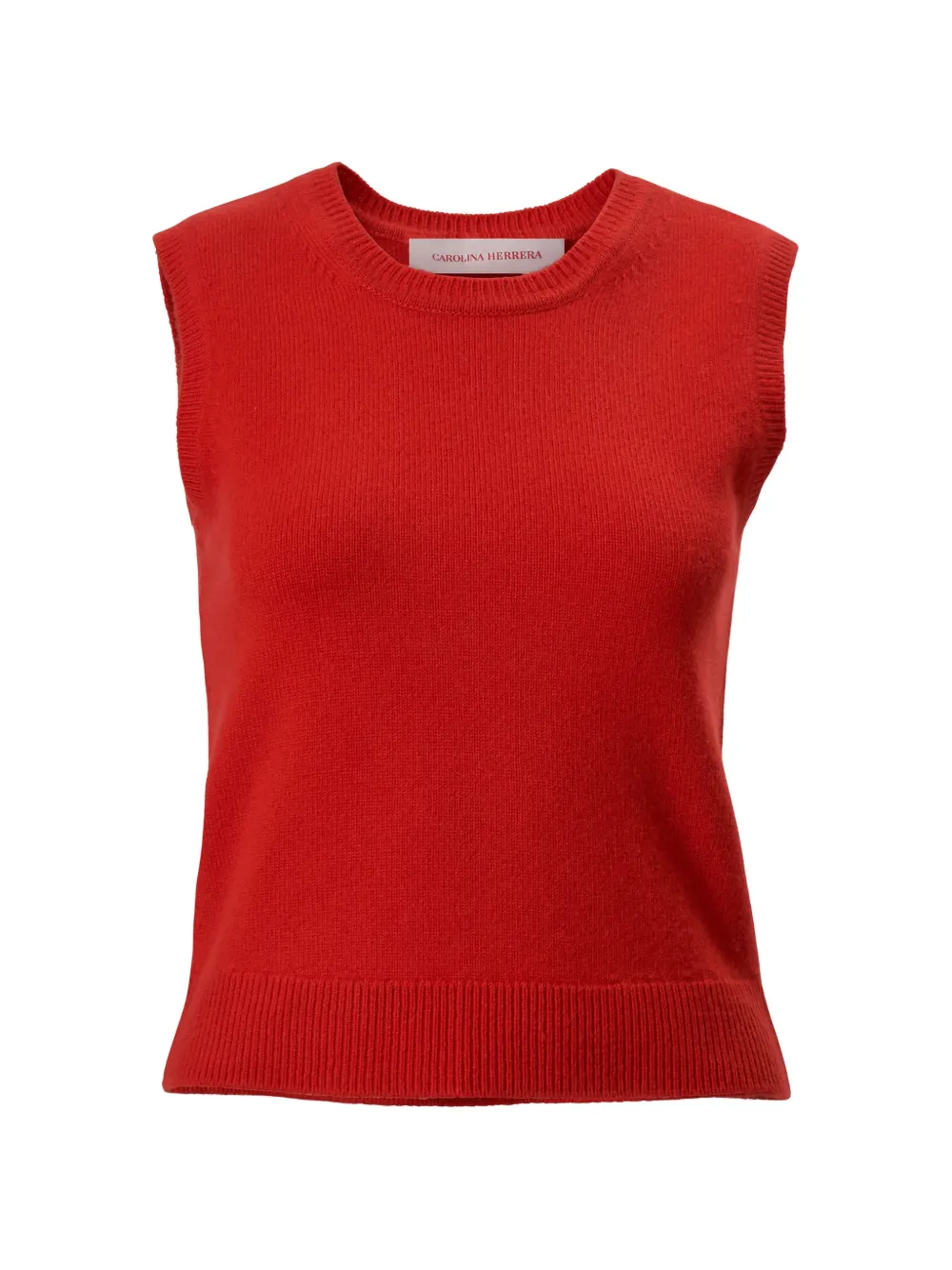 Carolina Herrera Ribbed-trim Knit Tank Top In Red