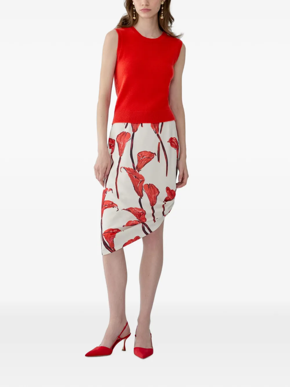 Carolina Herrera Gebreide tanktop met geribbelde afwerking Rood