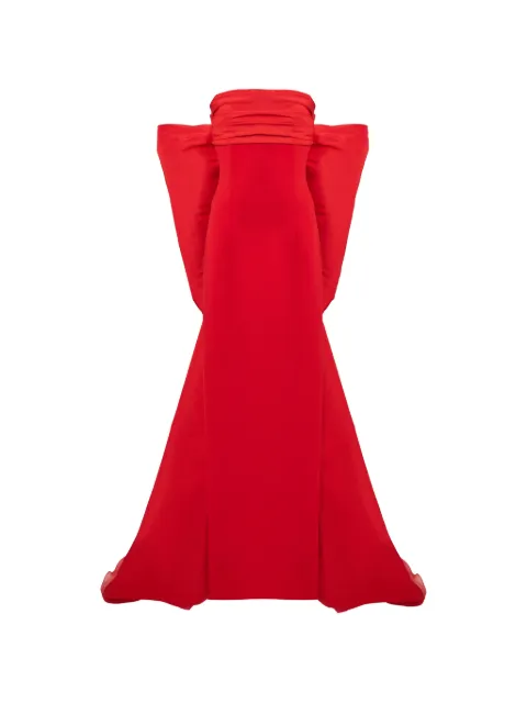 Carolina Herrera vestido de gala columna con cola y moño
