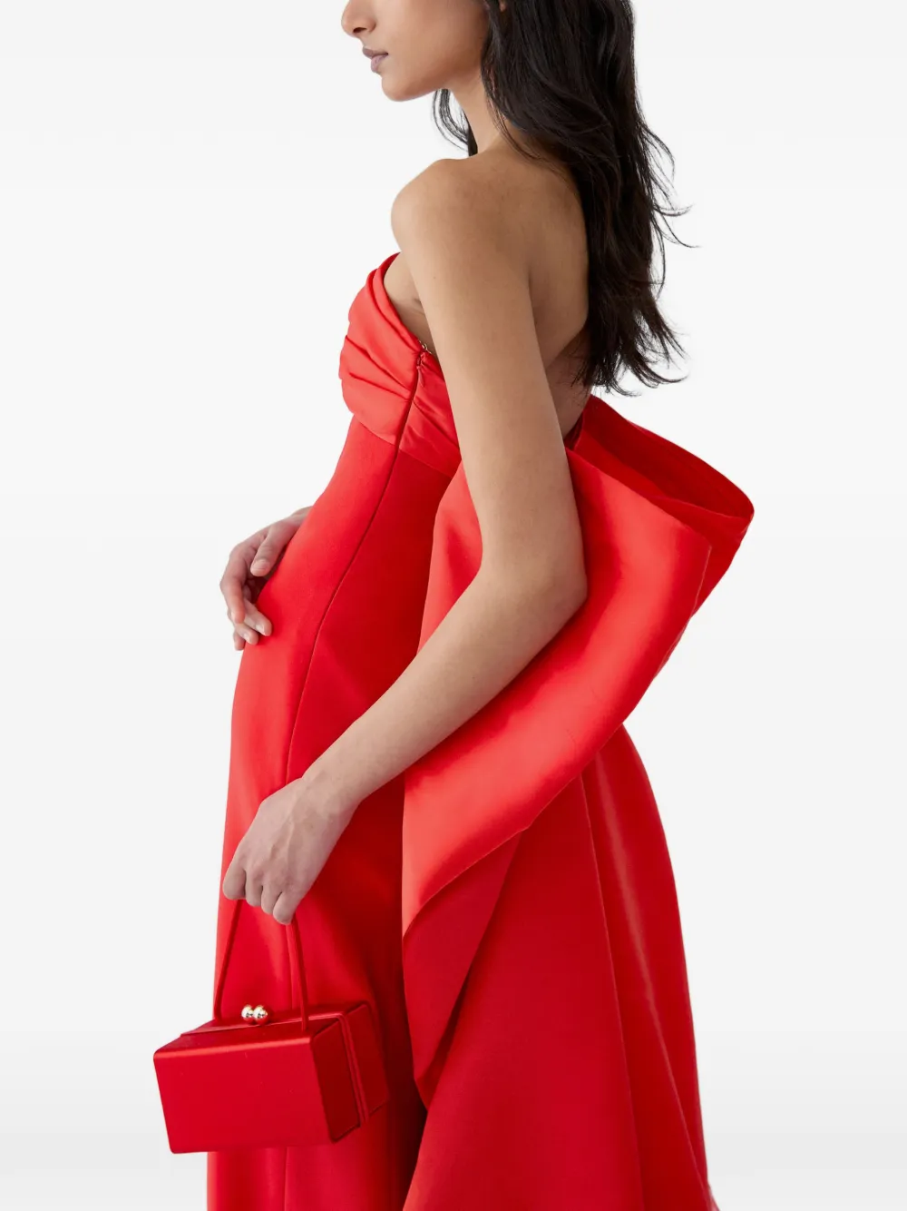 Carolina Herrera bow-train column gown Rood