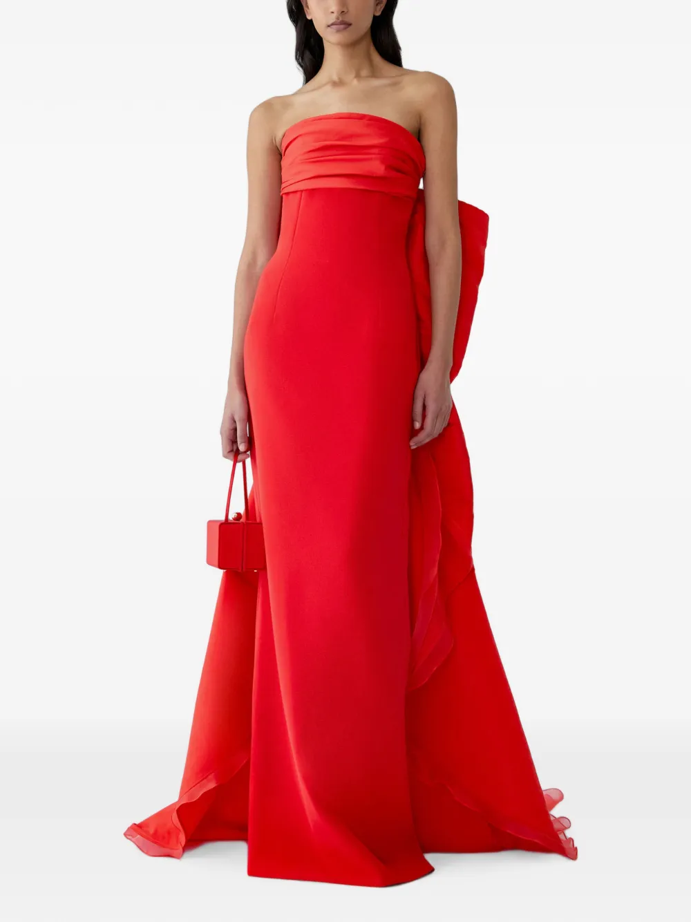 Carolina Herrera bow-train column gown Rood