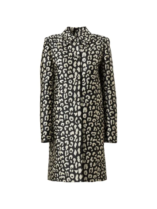 Carolina Herrera Leopard-spot Jacquard Coat in Black