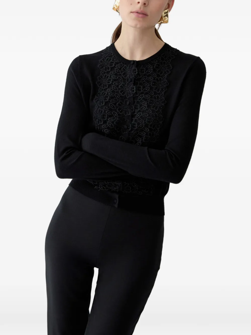 Carolina Herrera Vest met kanten vlak Zwart