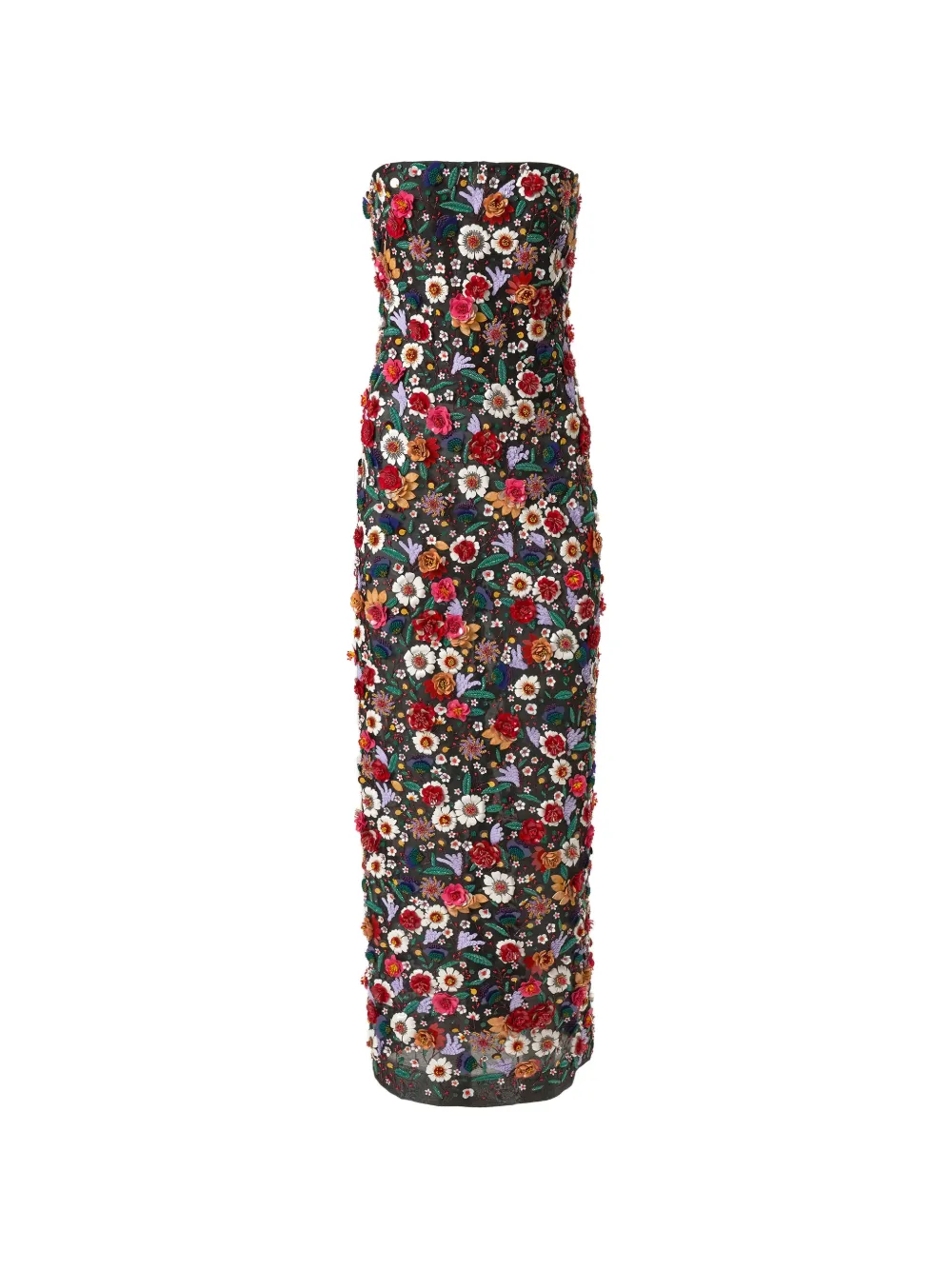 Carolina Herrera Organza maxi-jurk met geborduurde bloemen Zwart