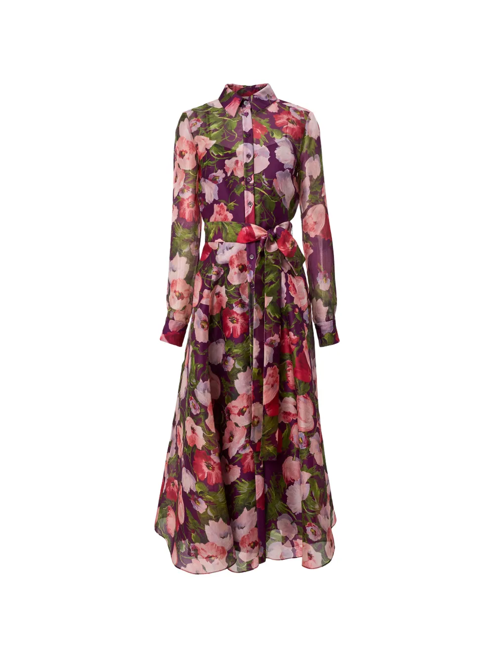 Carolina Herrera Poppy-print Midi Dress In Purple