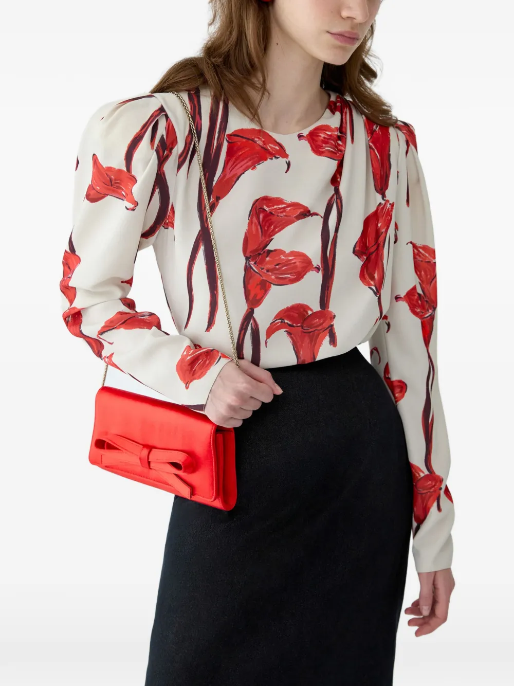 Carolina Herrera Calla Lily print blouse Beige