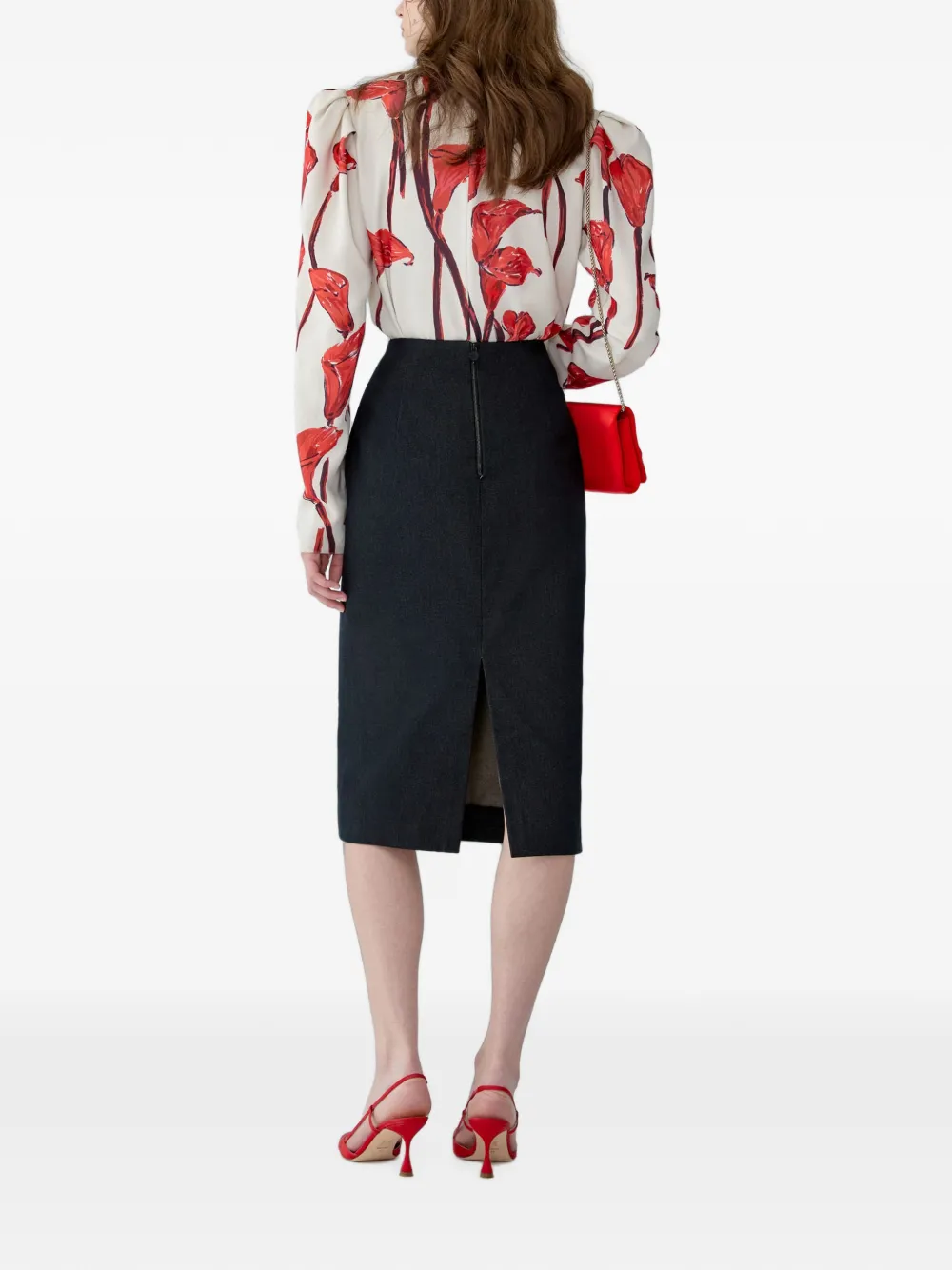Carolina Herrera Calla Lily print blouse Beige