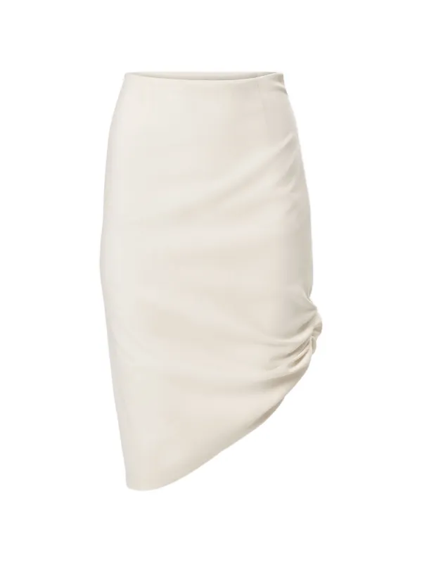 Carolina Herrera Asymmetric Gathered Short Skirt in White