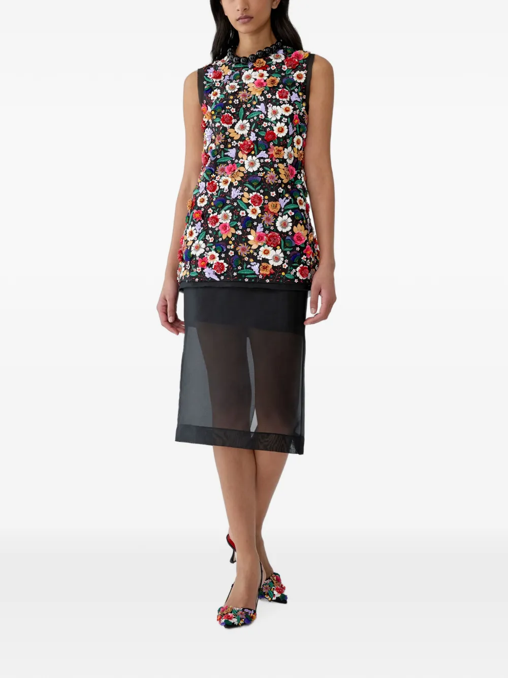 Carolina Herrera organza silk midi skirt Zwart