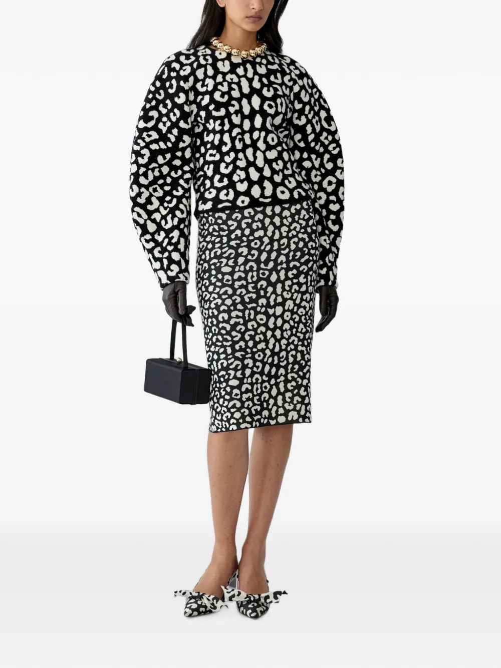 Carolina Herrera Leopard-patterned Sweater In 블랙