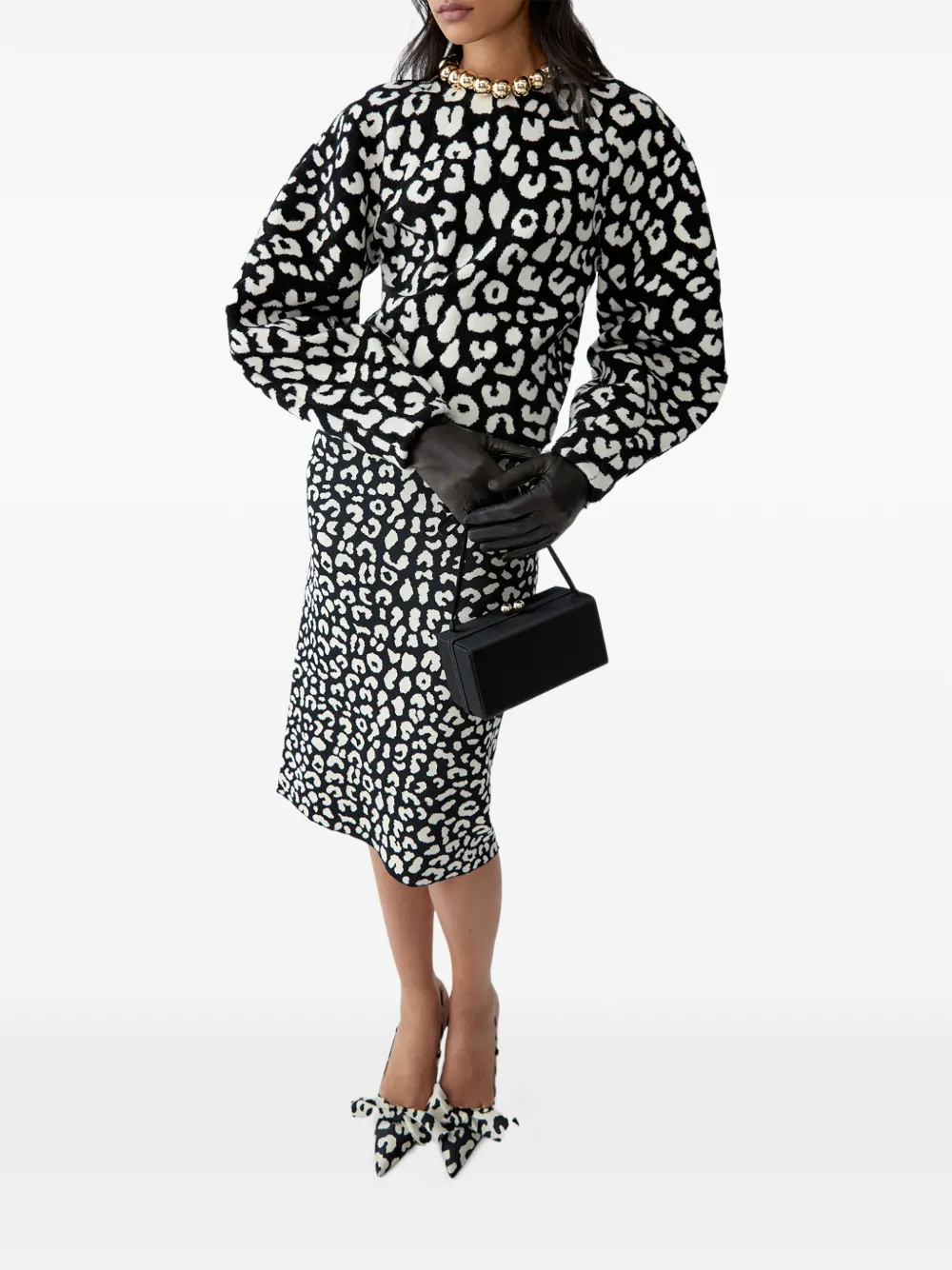 Carolina Herrera Leopard-patterned Sweater In 블랙