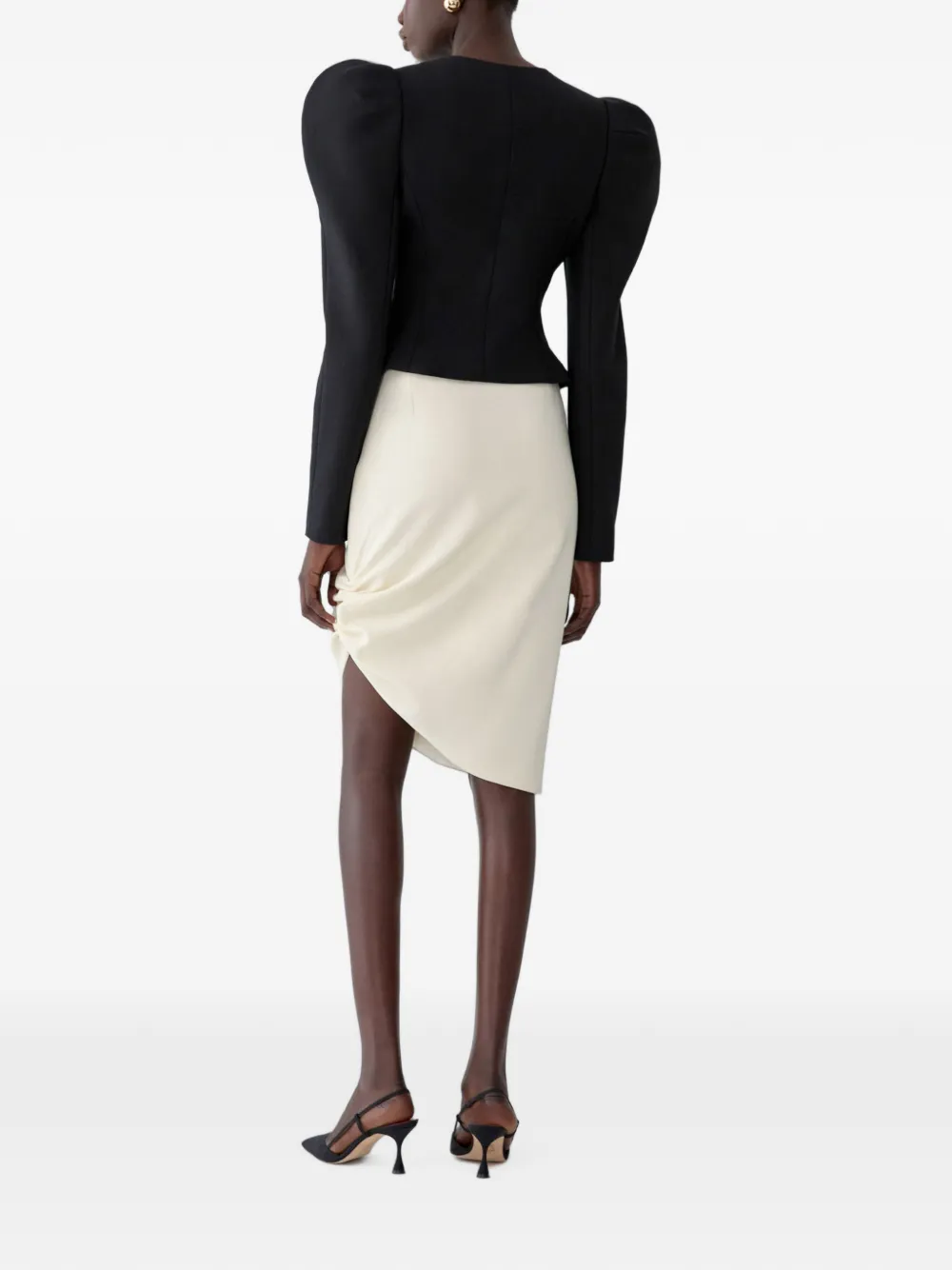Carolina Herrera Jack met pofmouwen en calla-lelieknopen Zwart