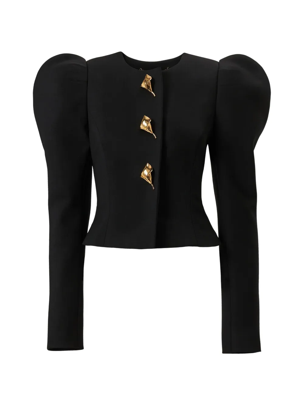 Carolina Herrera puff-sleeve calla lily-button jacket