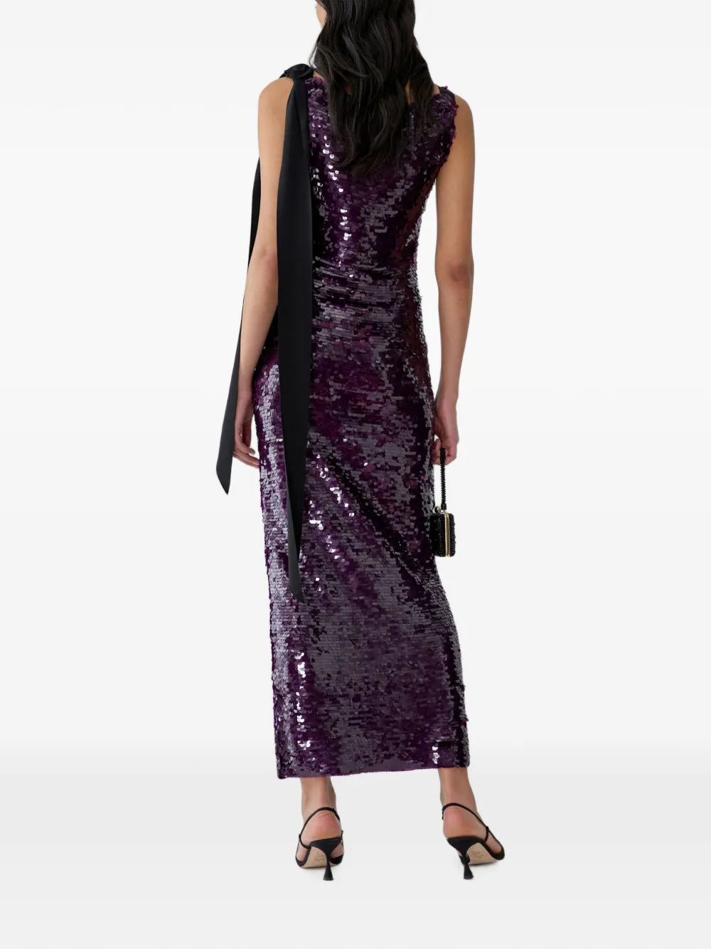Carolina Herrera Jurk verfraaid met pailletten en strik-detail Paars