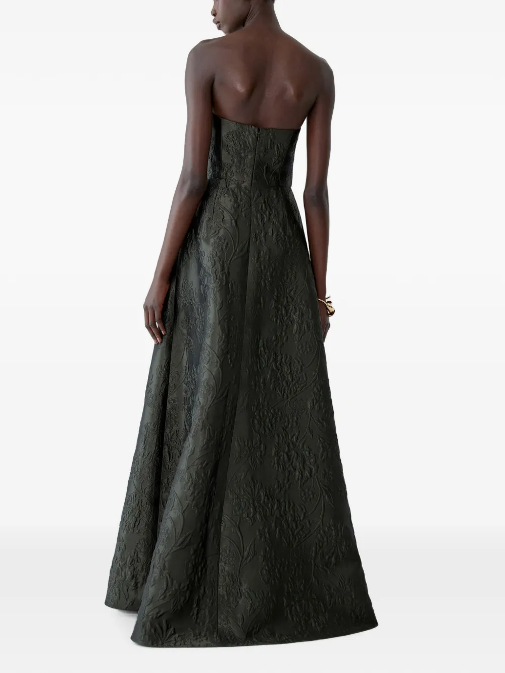 Carolina Herrera Strapless maxi-jurk met bloemen-jacquard Groen