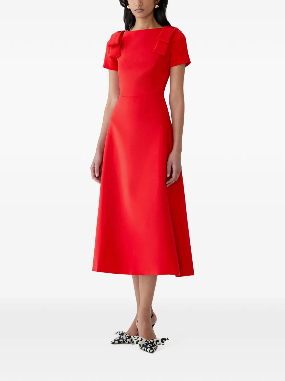 Carolina Herrera Midi-jurk met strik Rood