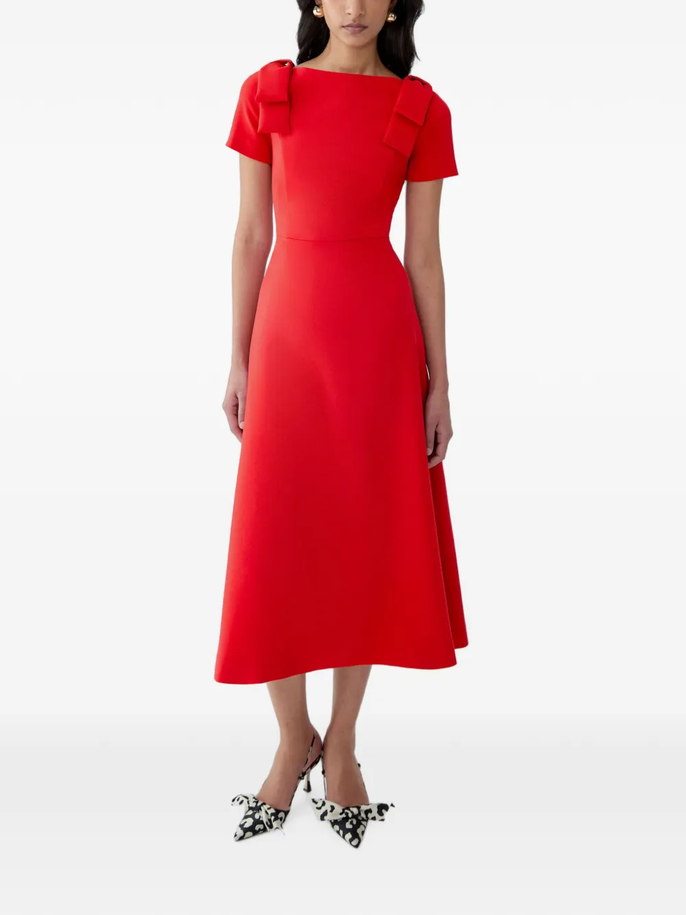 Carolina Herrera Midi-jurk met strik Rood