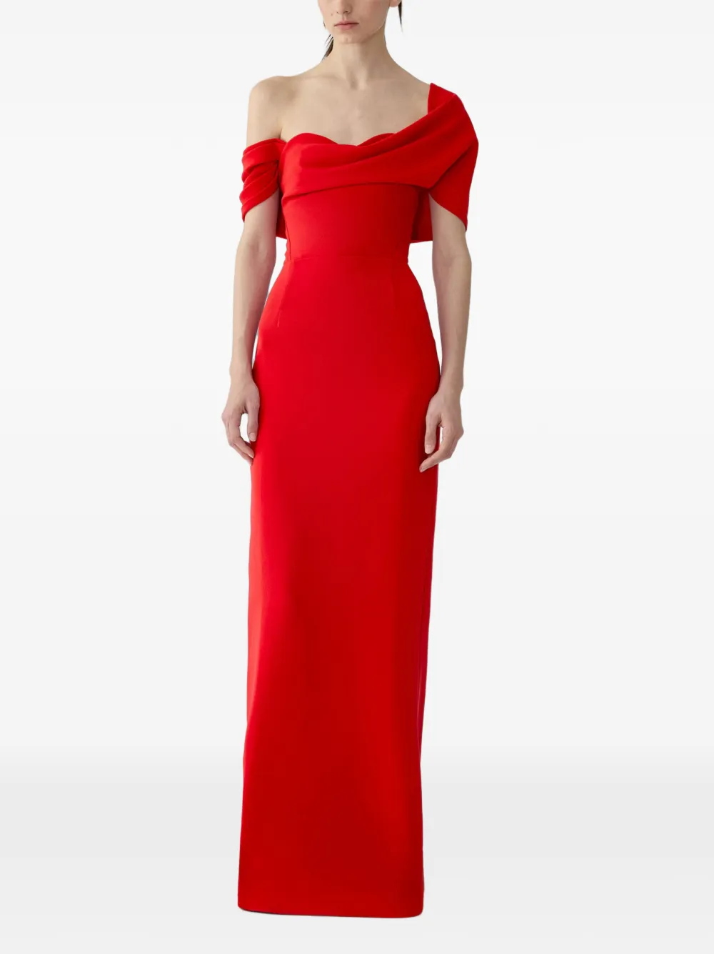 Carolina Herrera Sofia off-shoulder maxi-dress Rood