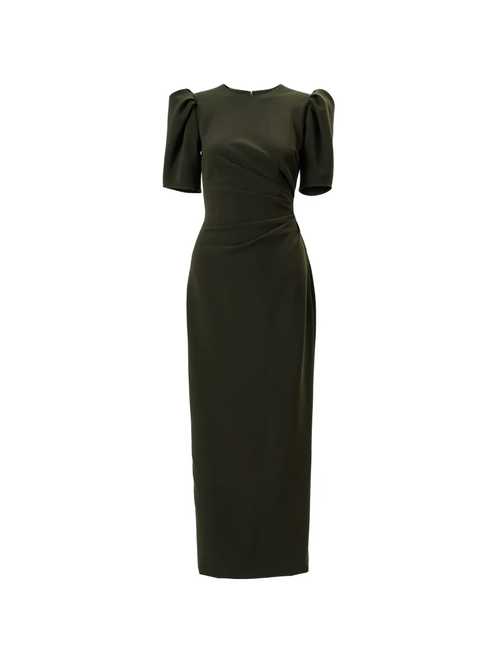 Carolina Herrera Puff-sleeve Draped Maxi Dress In Green