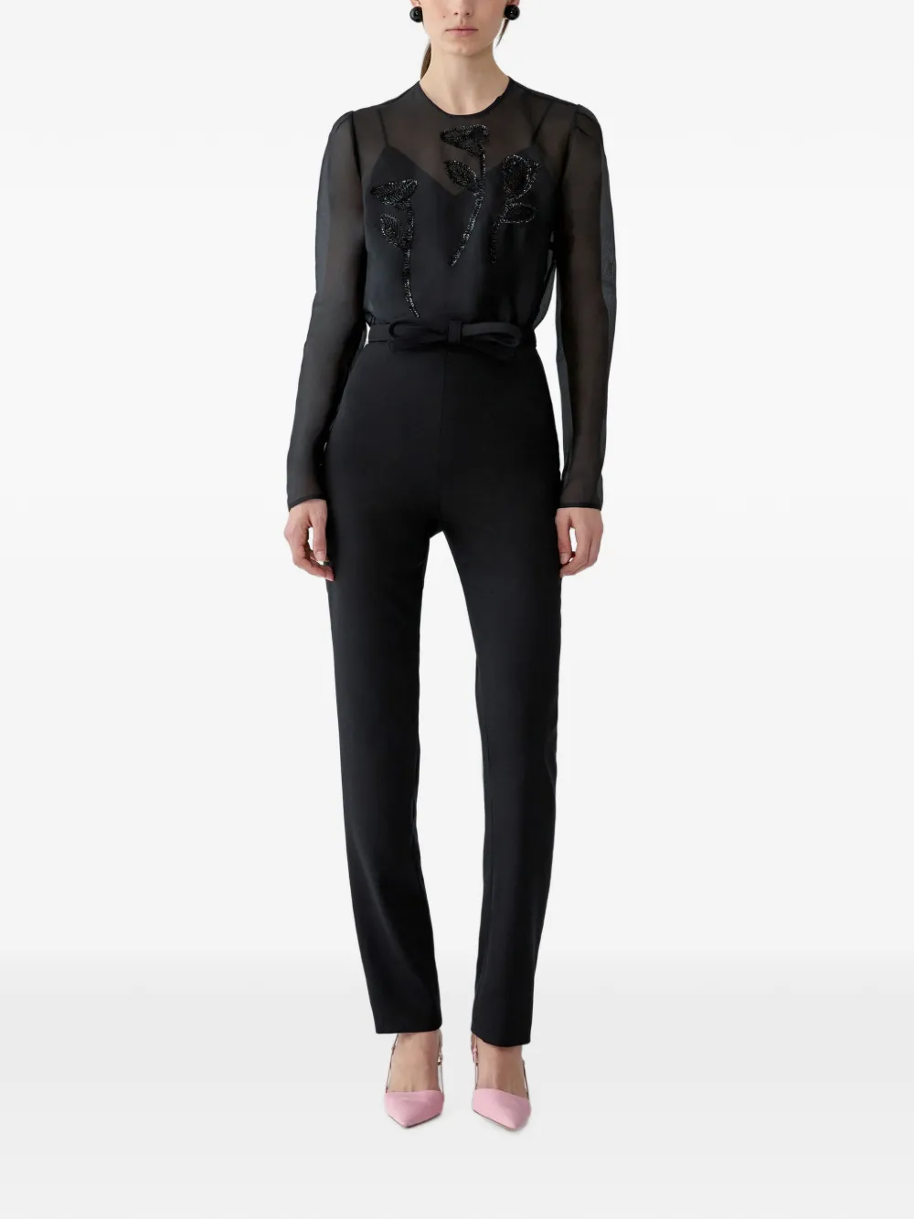 Carolina Herrera Blouse met geborduurde bloemen Zwart