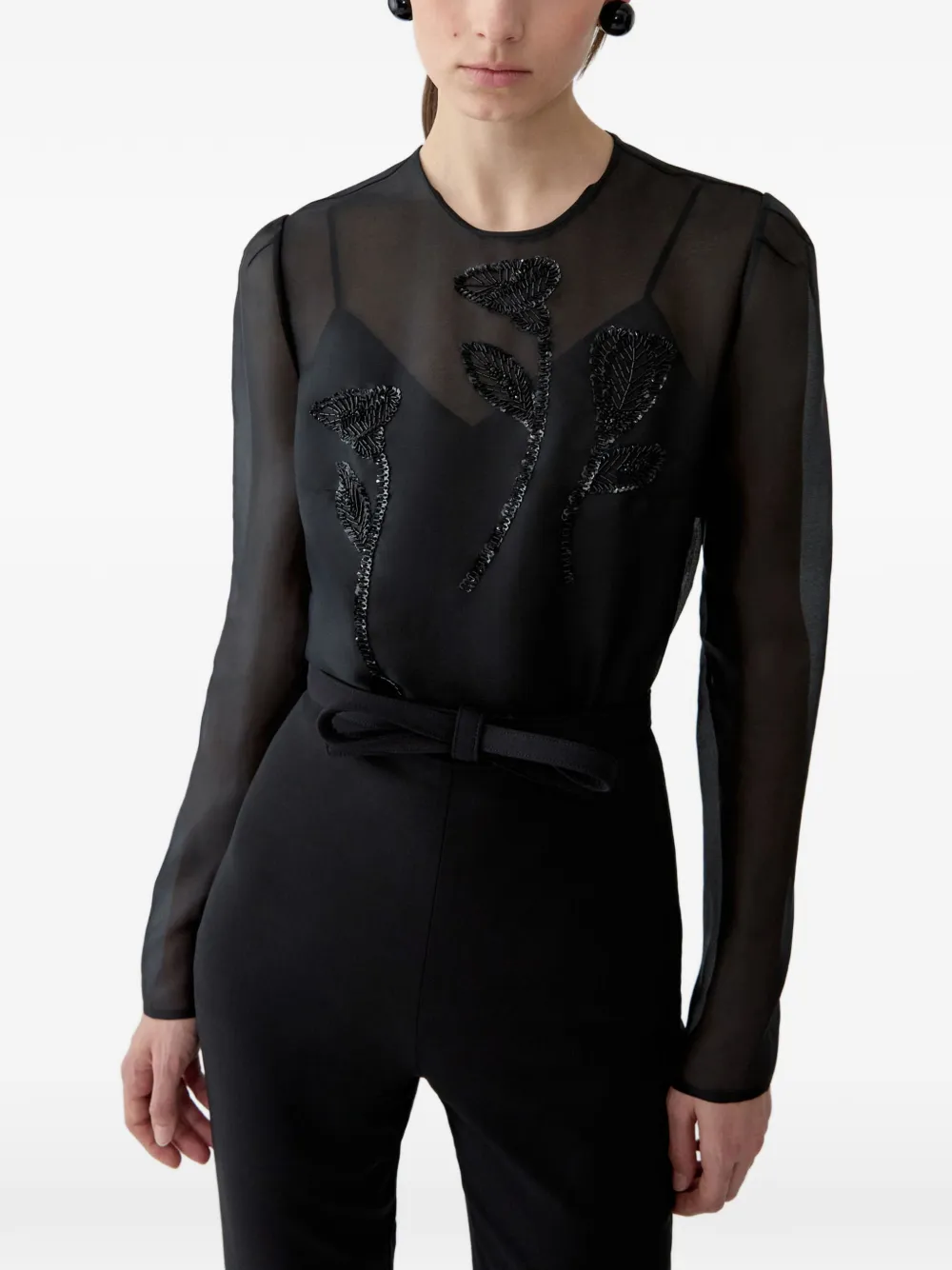 Carolina Herrera Blouse met geborduurde bloemen Zwart