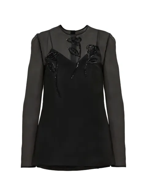 Carolina Herrera floral-embroidered long-sleeve blouse