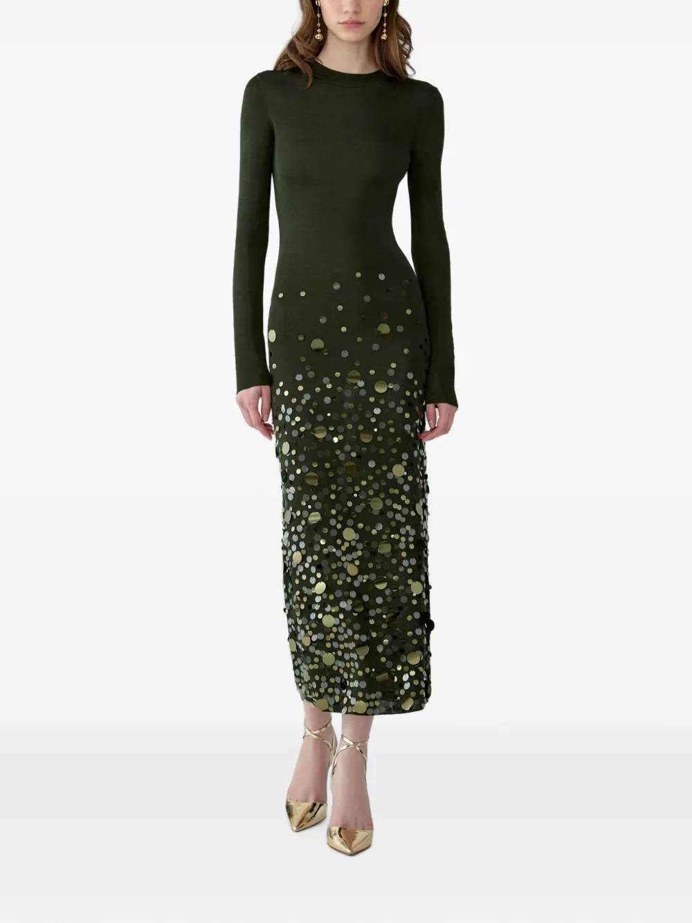 Carolina Herrera Paillette-embroidered evening dress Groen