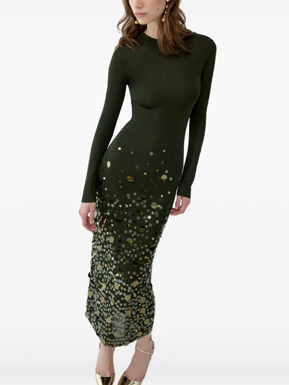 Carolina Herrera Paillette-embroidered evening dress Groen