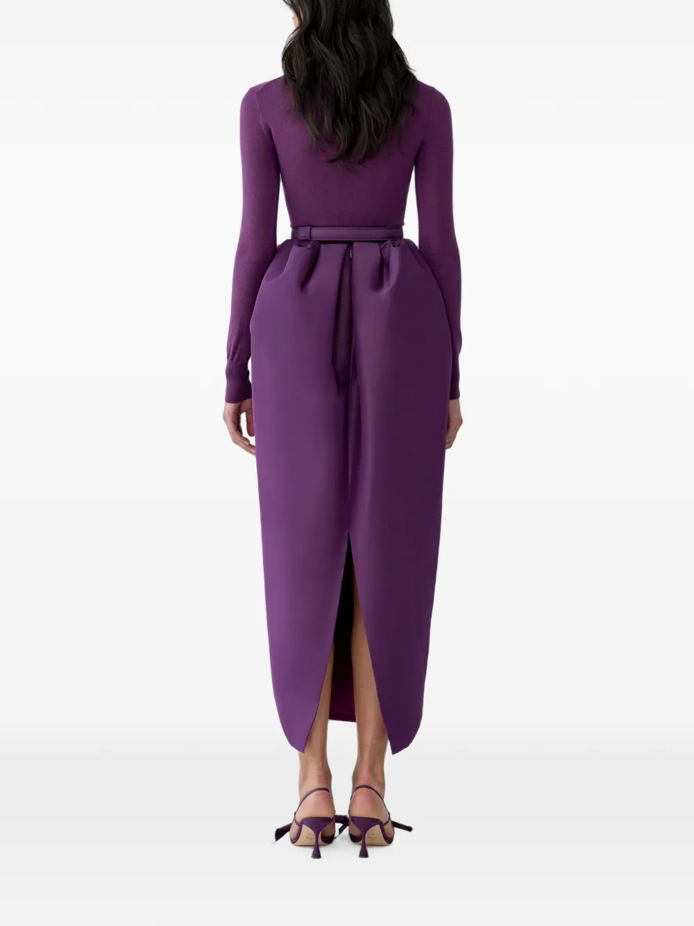 Carolina Herrera Gesmockte maxi-rok met strikdetail Paars