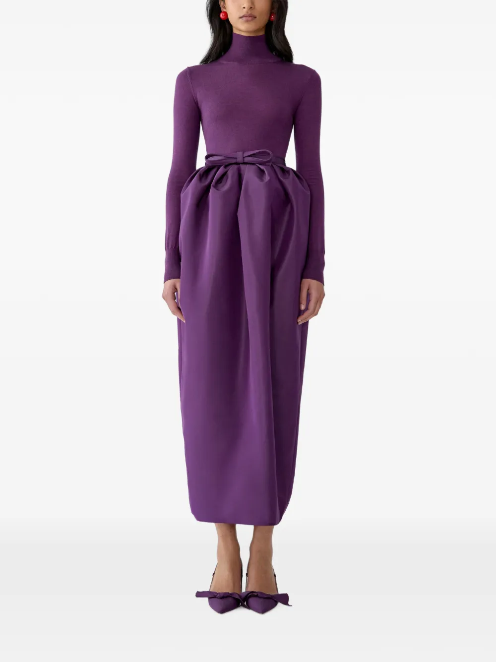 Carolina Herrera Gesmockte maxi-rok met strikdetail Paars