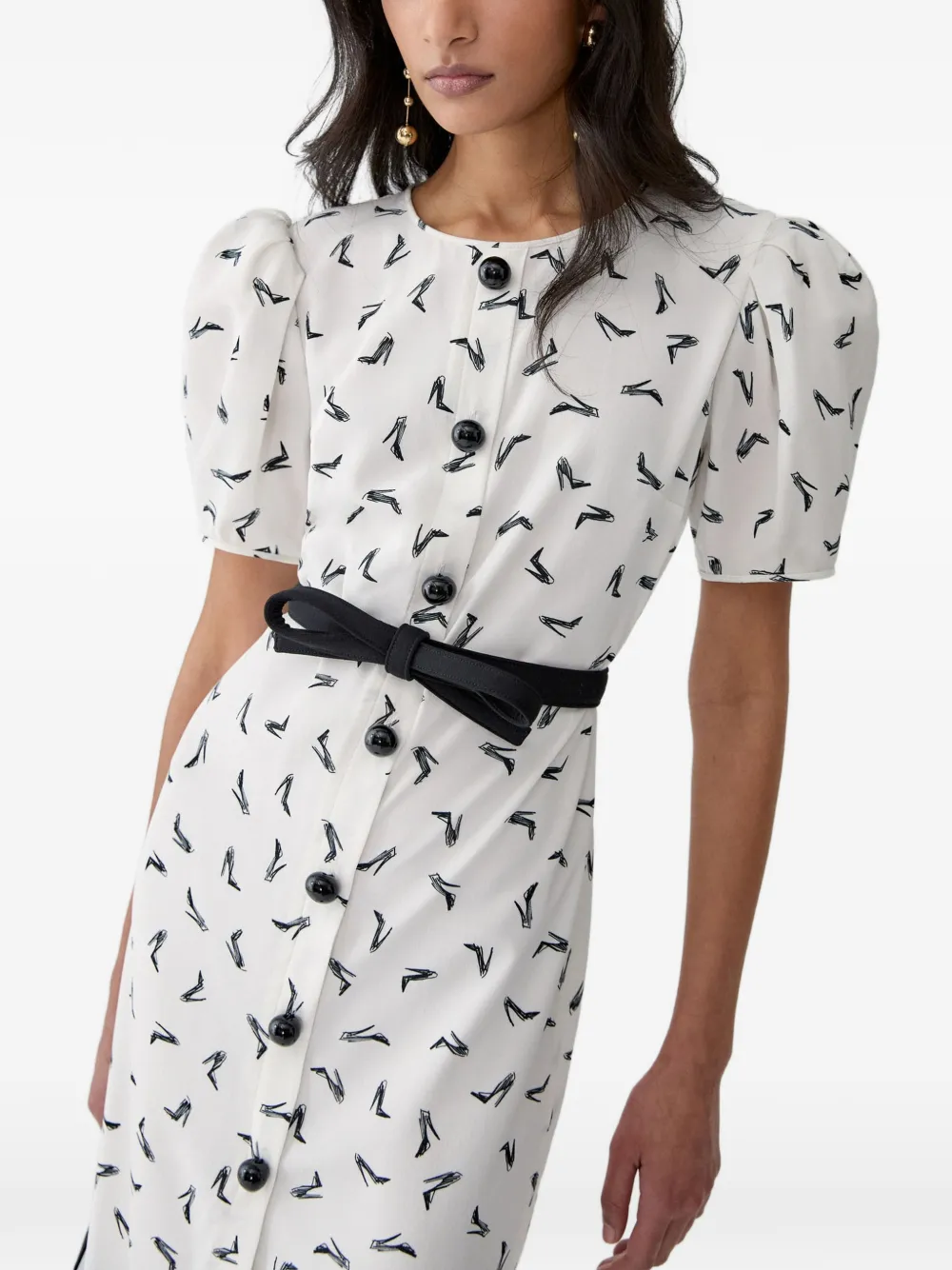 Carolina Herrera Good Girl zijden midi-jurk met schoen-print Wit