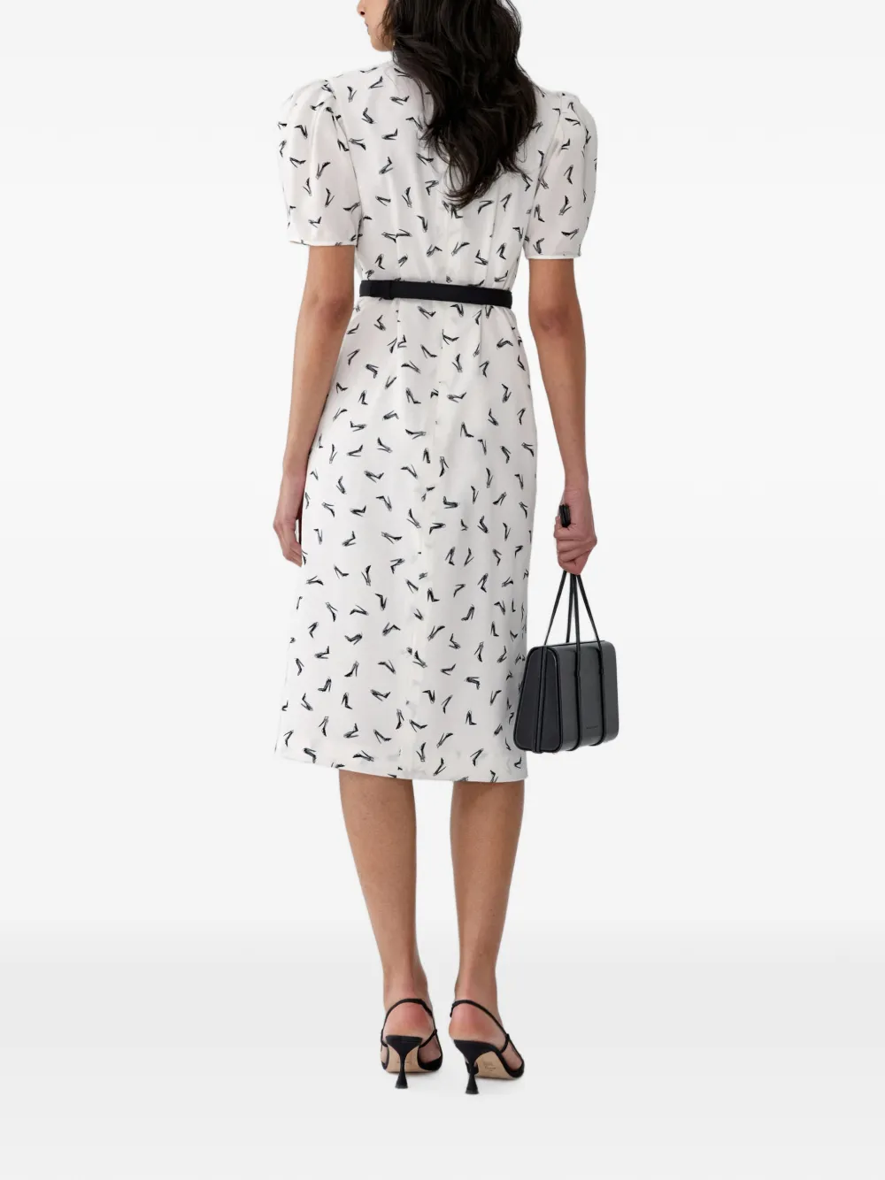 Carolina Herrera Good Girl zijden midi-jurk met schoen-print Wit