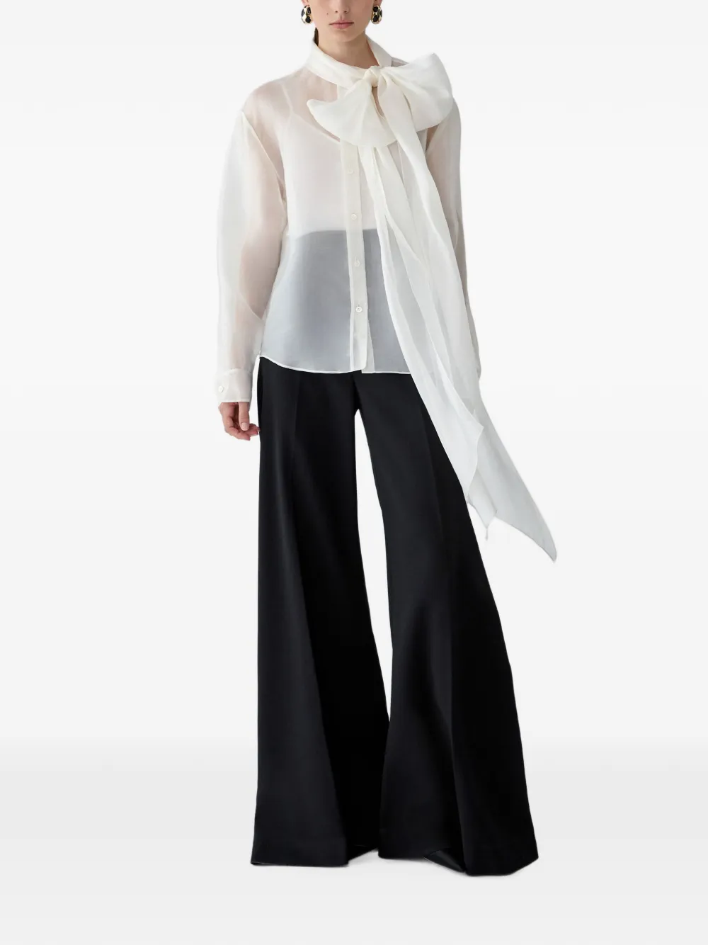 Carolina Herrera Organza blouse met strikdetail Wit