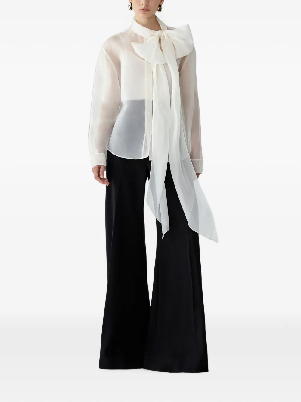 Carolina Herrera Organza blouse met strikdetail Wit