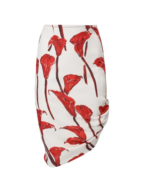 Carolina Herrera falda midi asimétrica con estampado Calla Lily