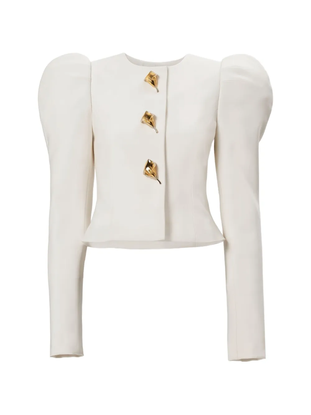 Carolina Herrera puff-sleeve calla lily-button jacket