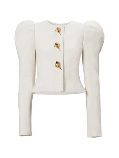 Carolina Herrera puff-sleeve calla lily-button jacket