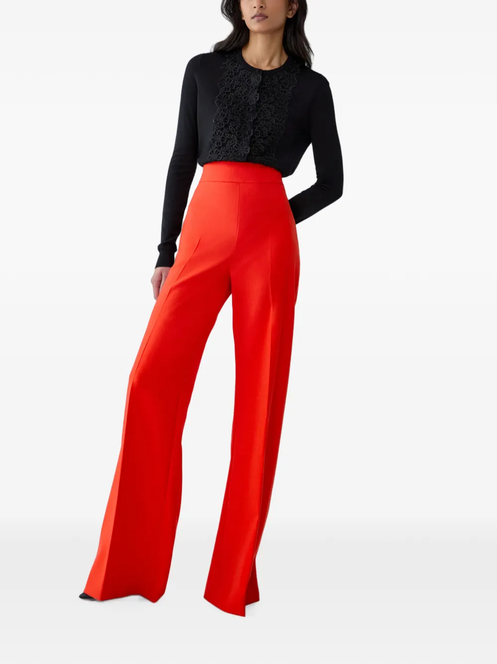 Carolina Herrera Diane broek met wijde pijpen Rood