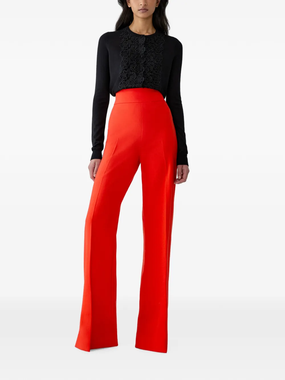 Carolina Herrera Diane broek met wijde pijpen Rood